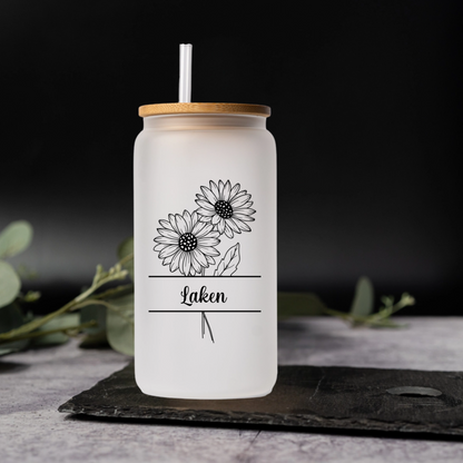 Customized Split Birth Flower Glass Cans