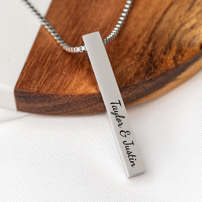 Custom Engraved Vertical Bar Necklace