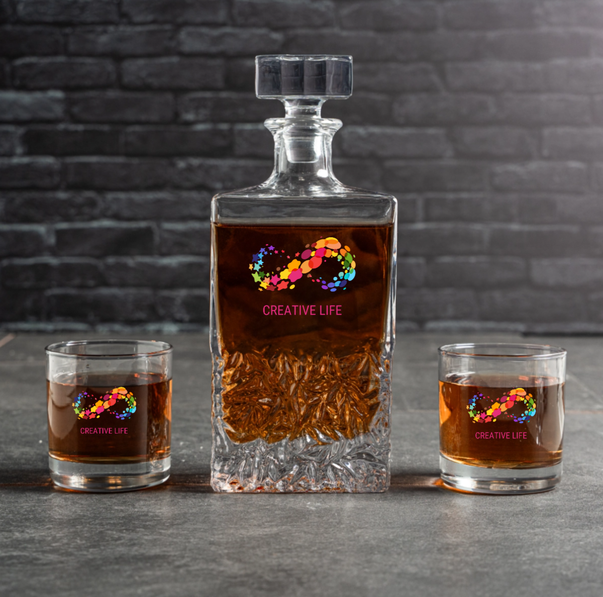 Custom Logo Bradford Decanter Set with Whiskey Glasses