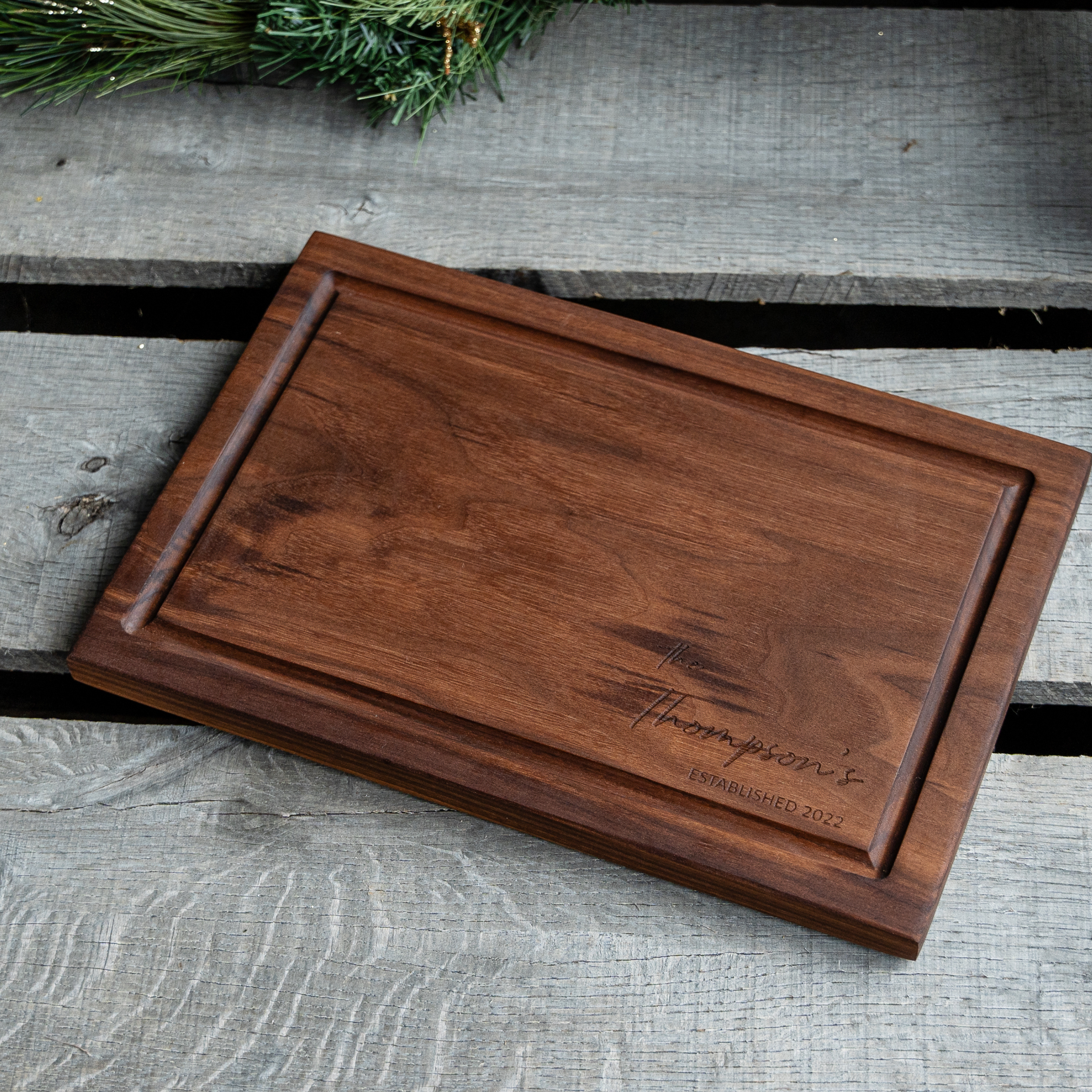 Customized Rectangle Cutting Boards - Elegant Name & Date Designs Bottom Right