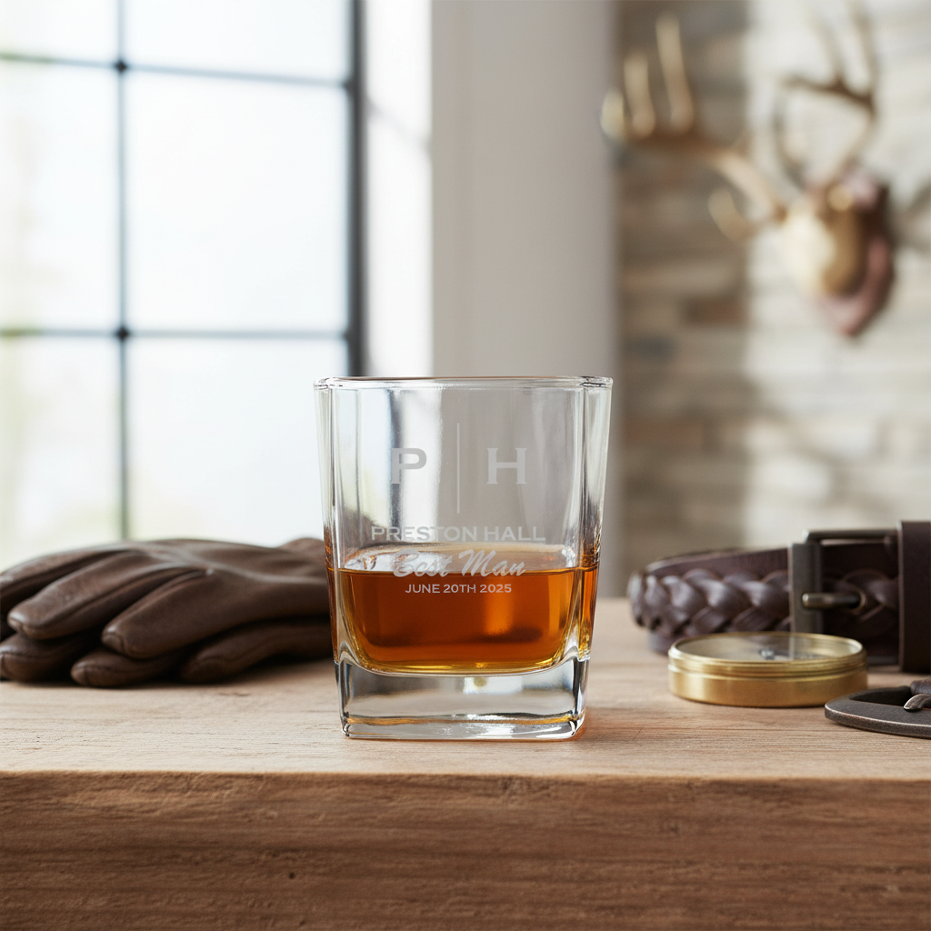 Customized Square Whiskey Glass Wedding Designs