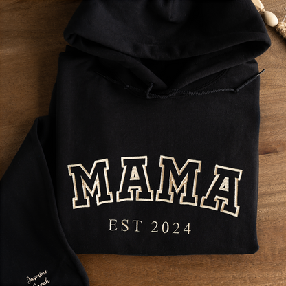 Customized Mama Hoodie with Names on Sleeve