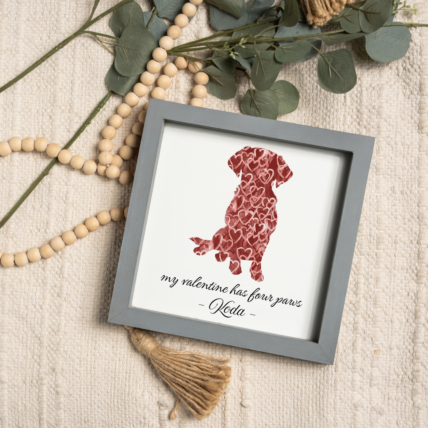 Customized "my valentine has four paws" Framed Print