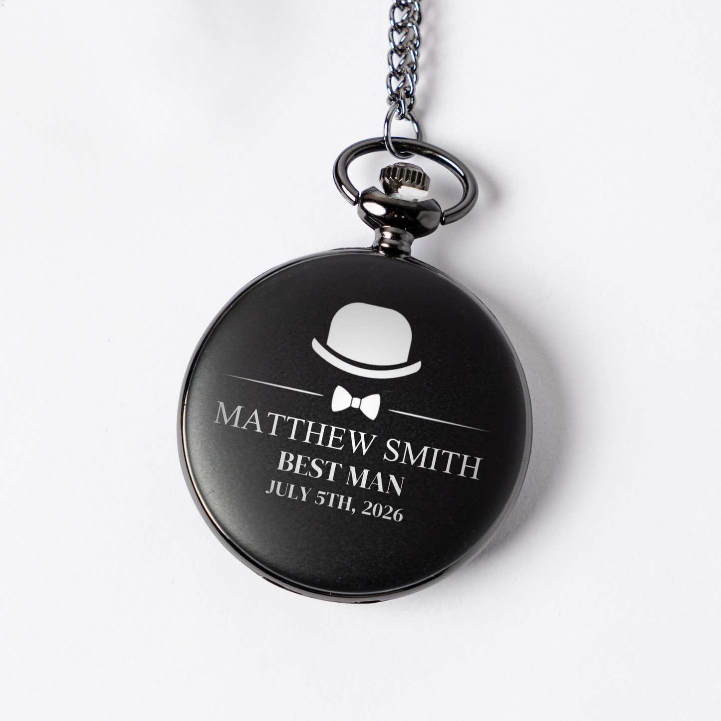 Customized Black Pocket Watch - Groomsmen & Best Man