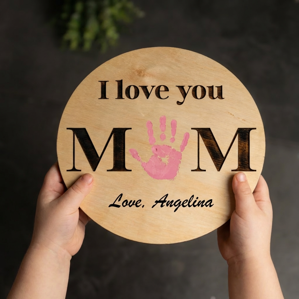 I Love You Mom Customized Handprint Sign