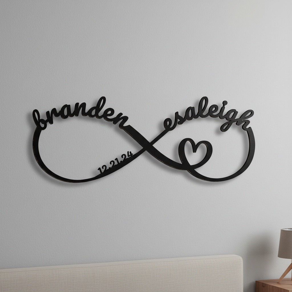 Custom Infinity Metal Sign with Names and Date