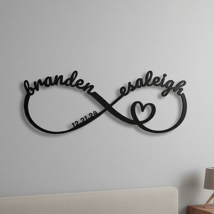 Custom Infinity Metal Sign with Names and Date