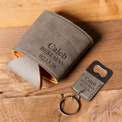 Customized Can Cooler & Bottle Opener Gift Set