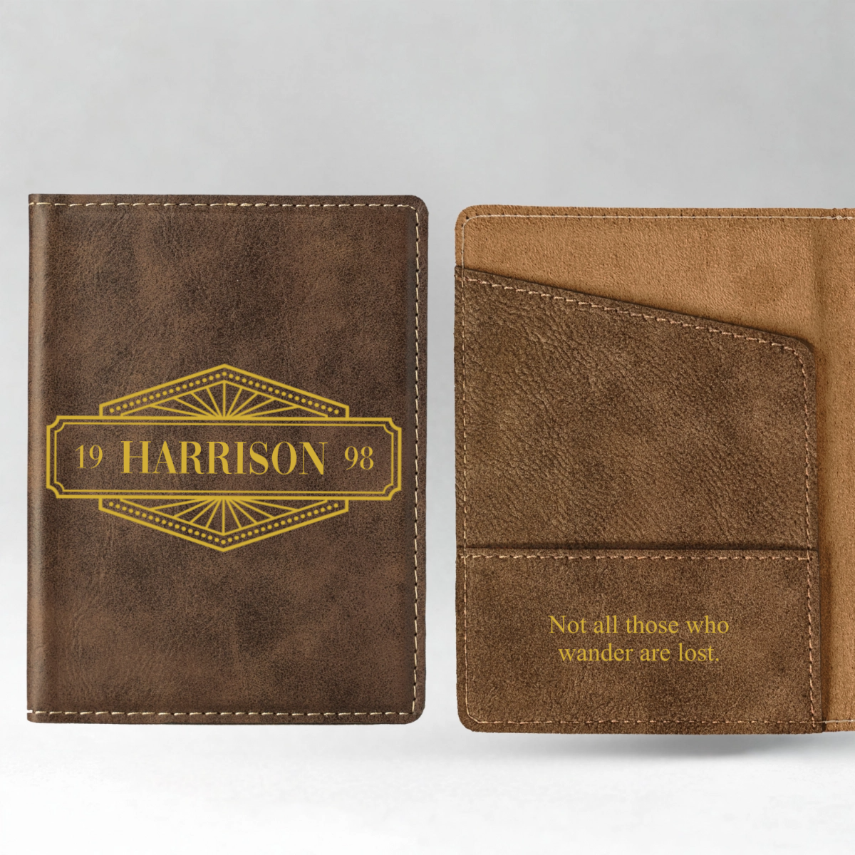 Customized Passport Cover - Black & Rustic Signature Designs