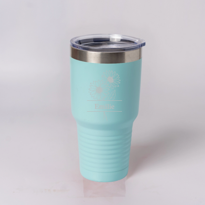 Customized 30oz Tumblers with Split Birth Flower