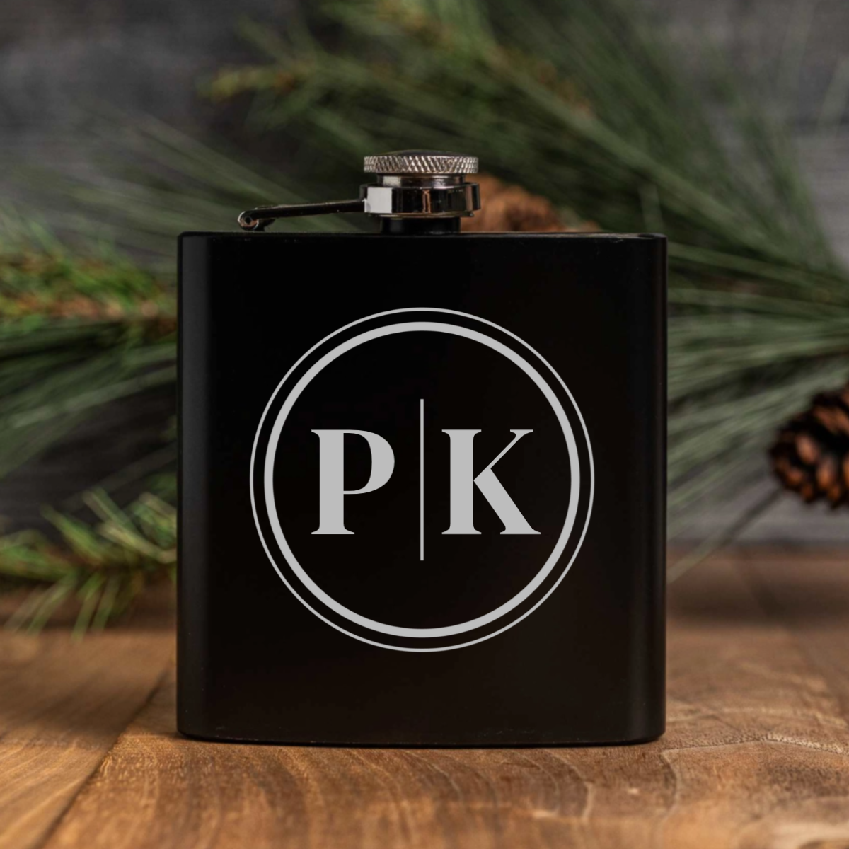 Customized Black Powder Coated Flasks - Signature Designs