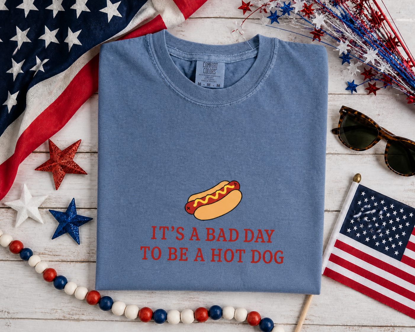 "Bad Day To Be A Hot Dog" 4th of July Premium Tee