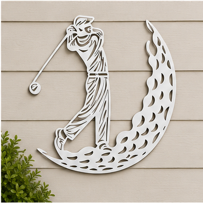 Golfer Silhouette Metal Wall Art