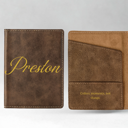 Customized Passport Cover - Black & Rustic Script