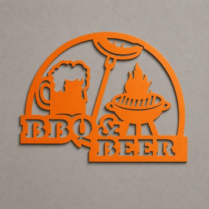 BBQ and Beer Metal Sign
