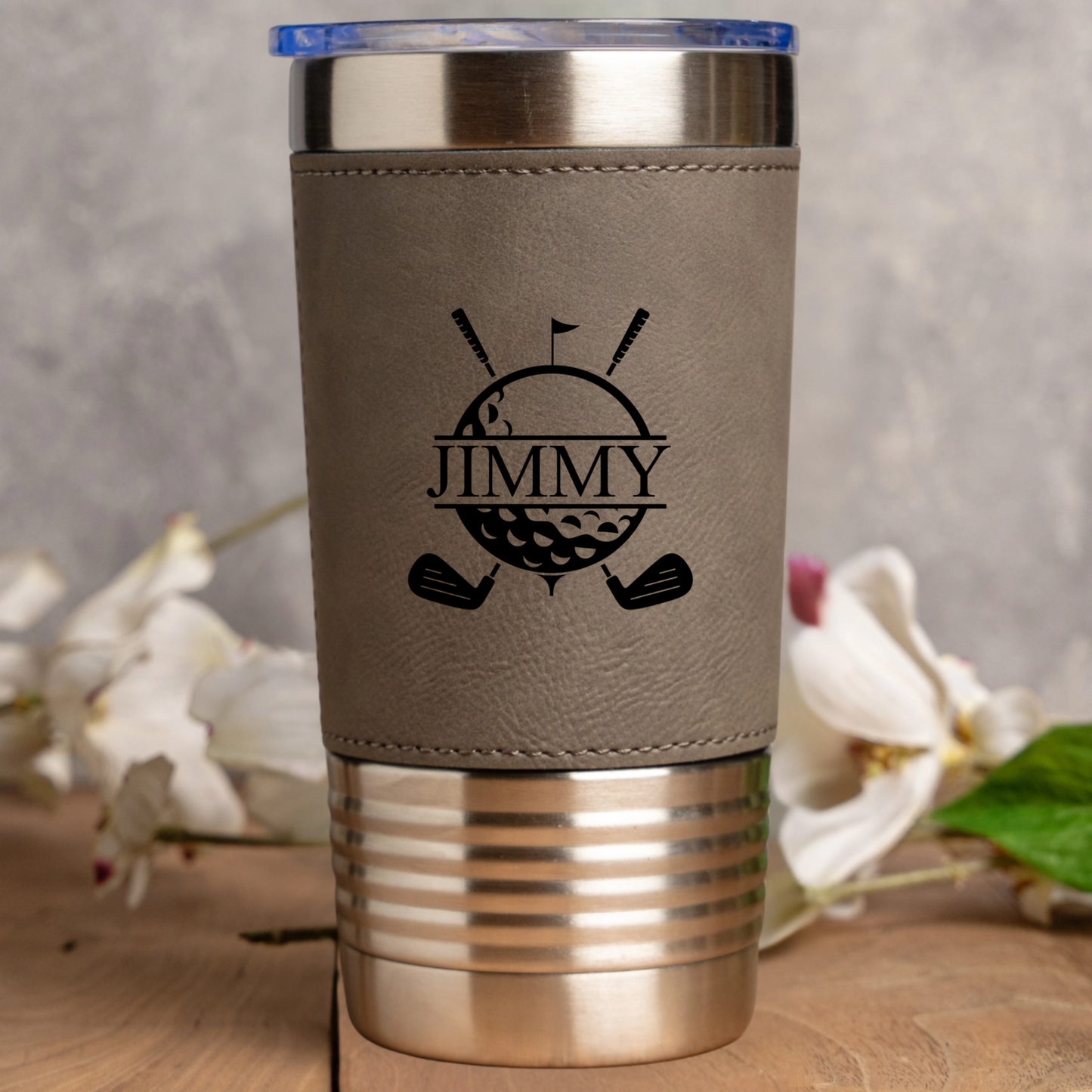 Customized Leather Wrapped Stainless Golf Tumblers