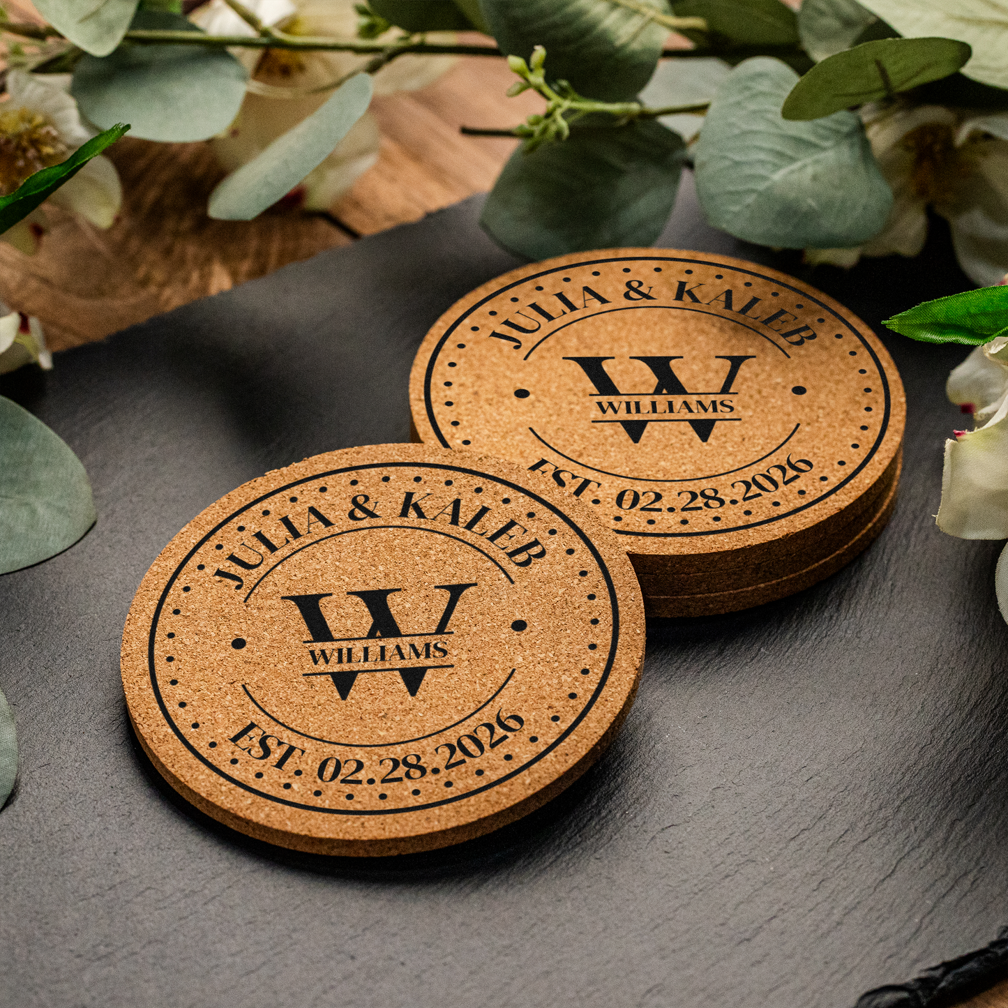Customized Wedding Cork Coasters