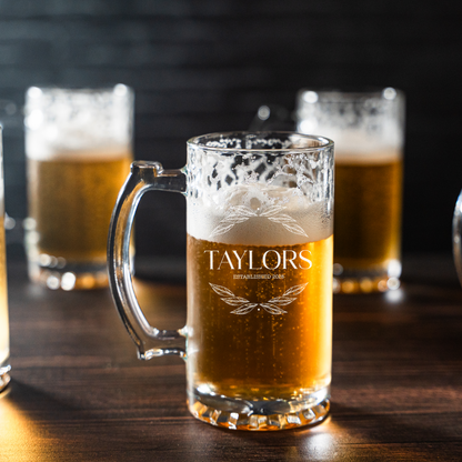 Set of 5 25oz Beer Mugs - Signature Designs Groomsmen Gift