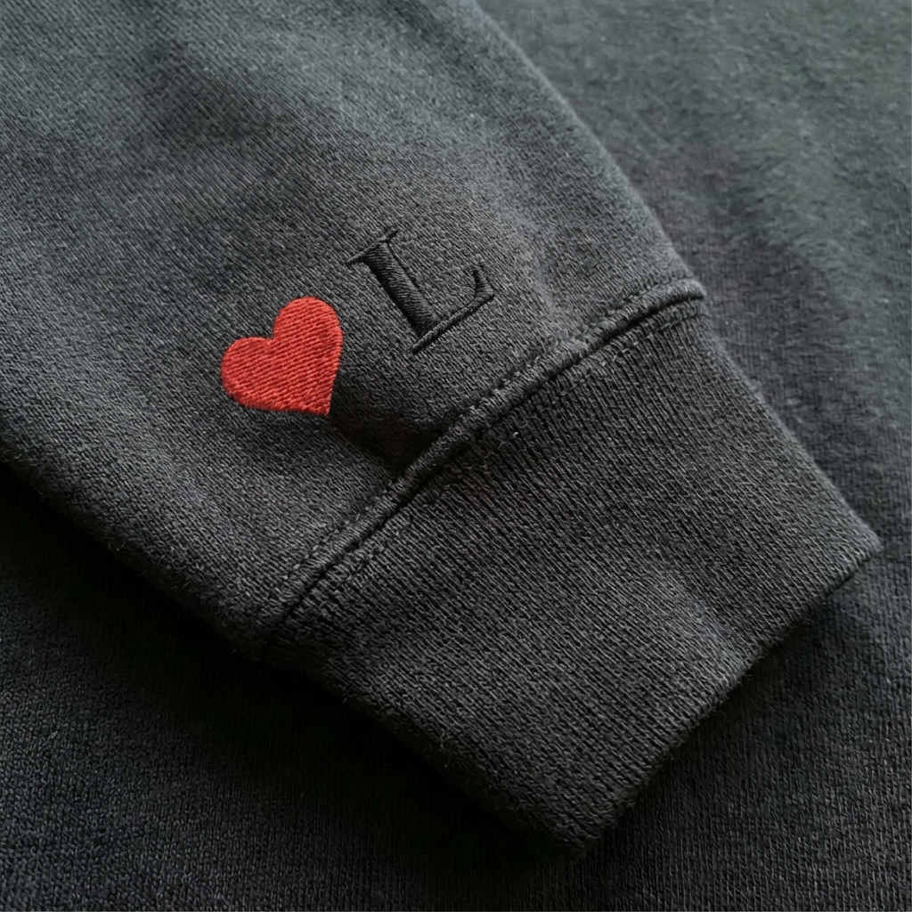 Customized Embroidered Initial and Heart Hoodie