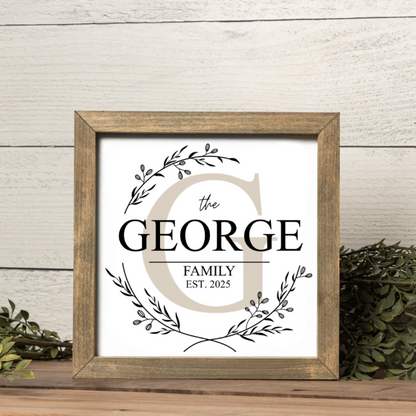 Customized Monogram Family Name Sign