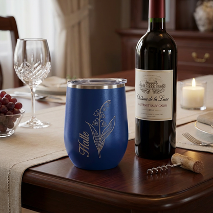 Customizable Birth Flower Wine Tumblers