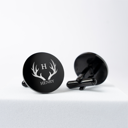 Customizable Round Black Cufflinks