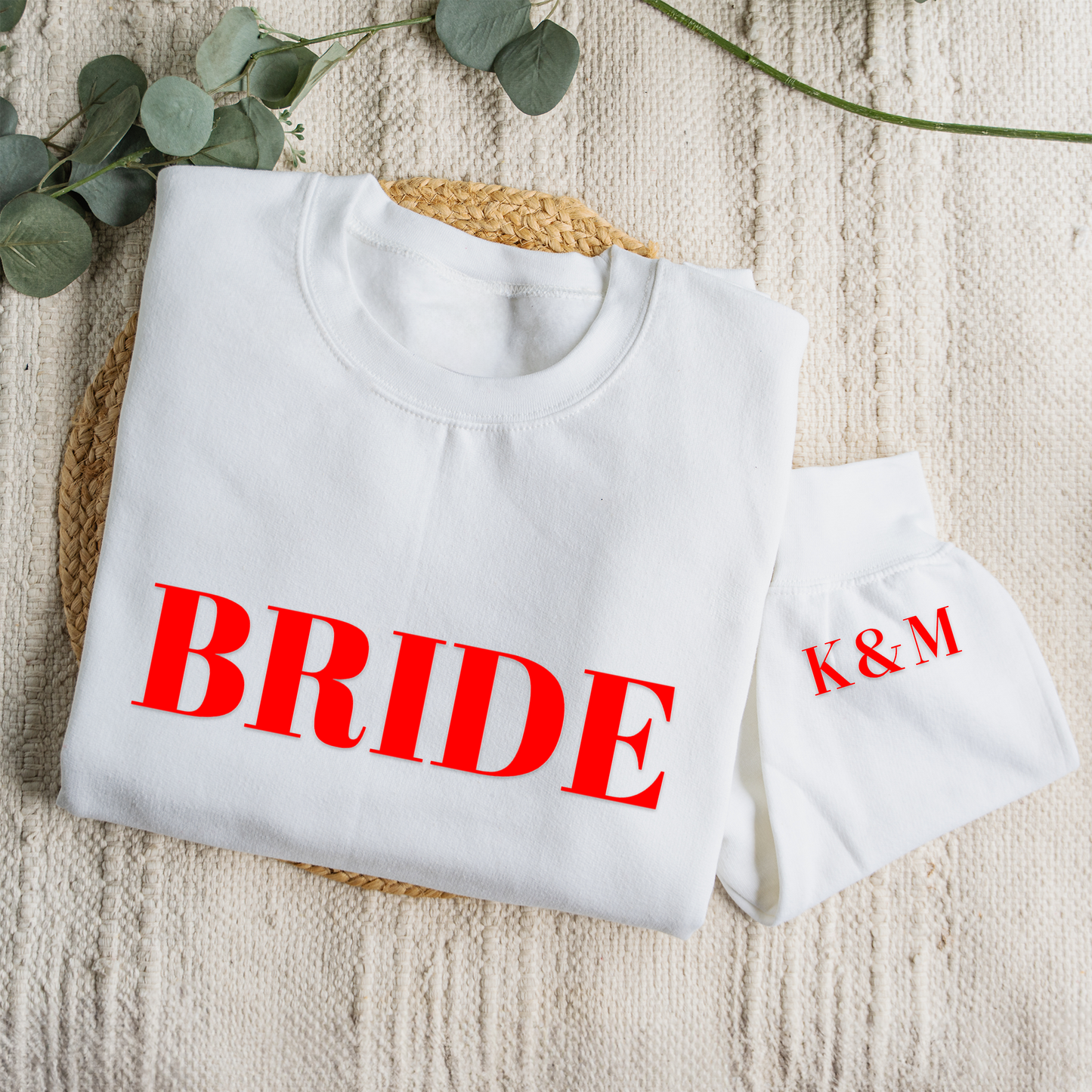 Customized Bride Sweatshirt with Initials on Sleeve