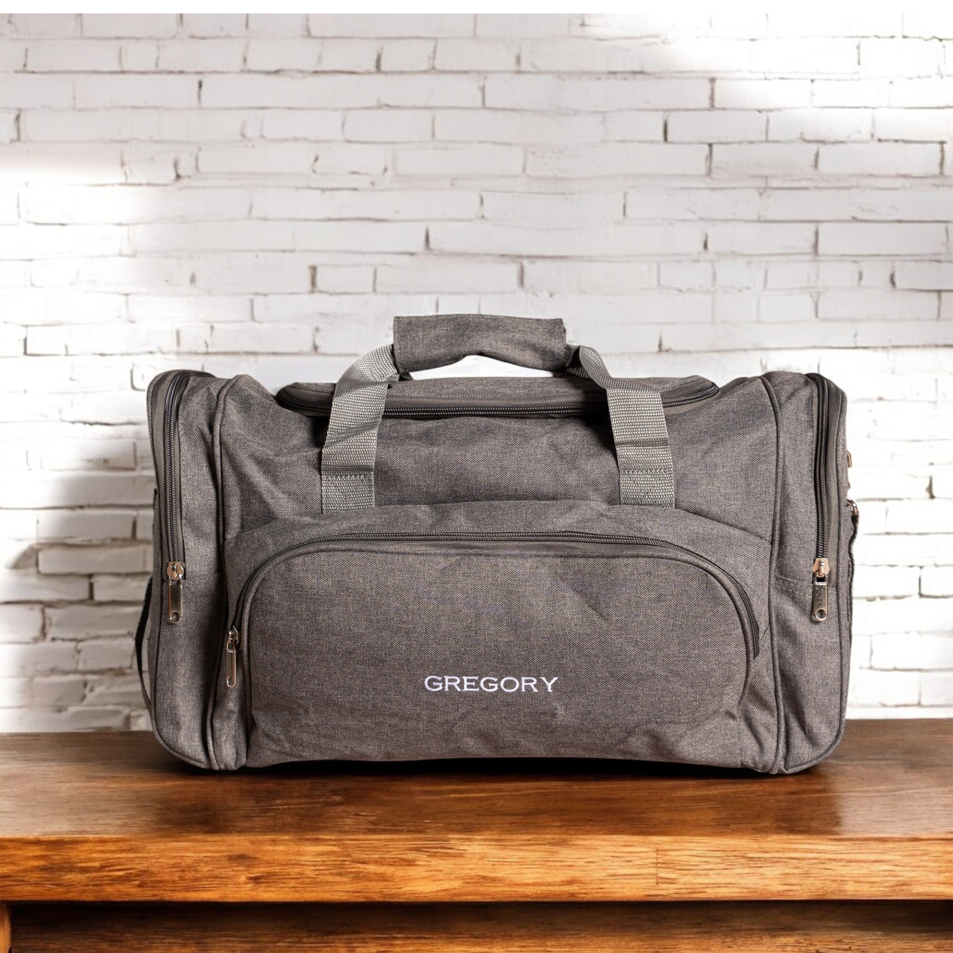 Customized Grey Duffle Bag