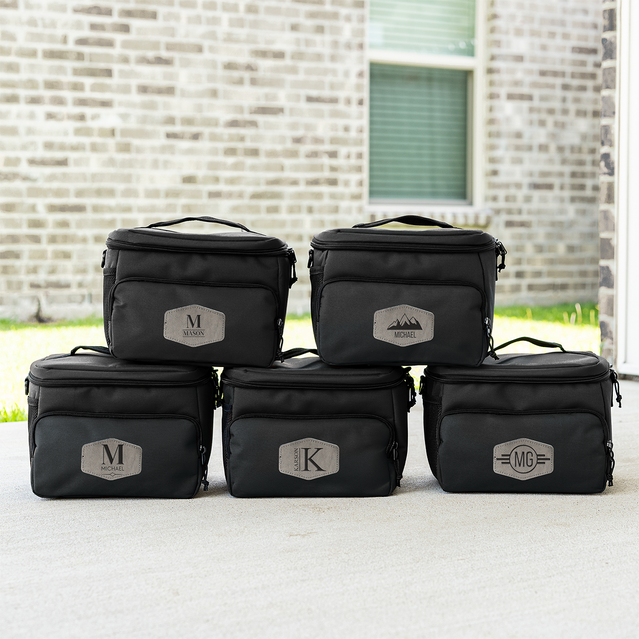 Gift Set of 5 Custom Coolers with Patch for Groomsmen
