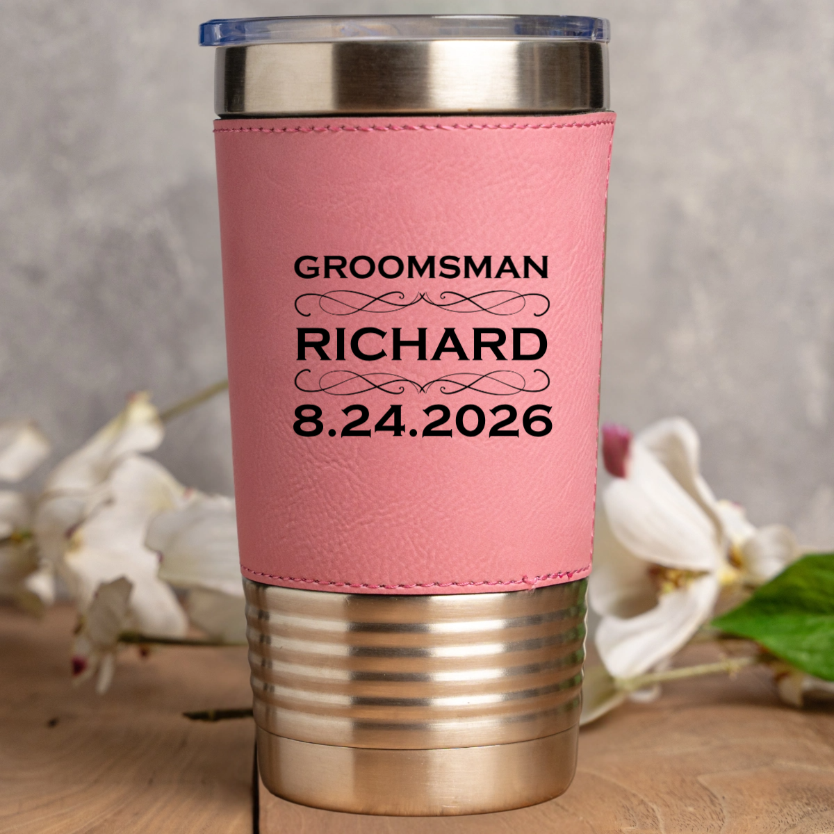 Customized Leather Wrapped Stainless Tumblers - Groomsmen, Bridesmaids, Best Man