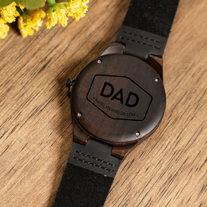 Customized Brown Wood Watch For Dad