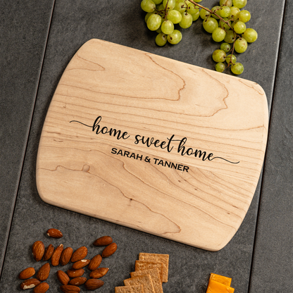 Customized Thin Oval Cutting Boards - Elegant Name & Date Designs