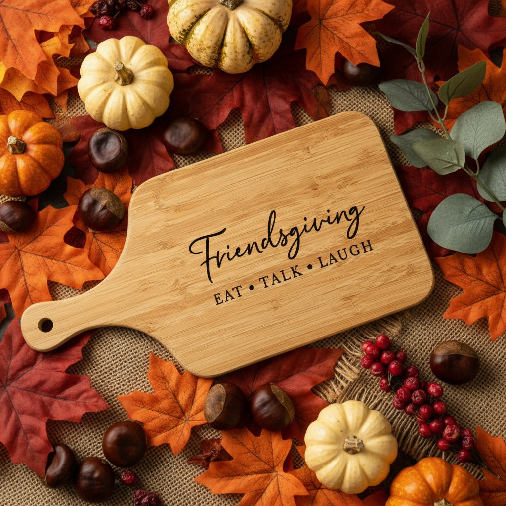 Friendsgiving Custom Bamboo Paddle Cutting Board