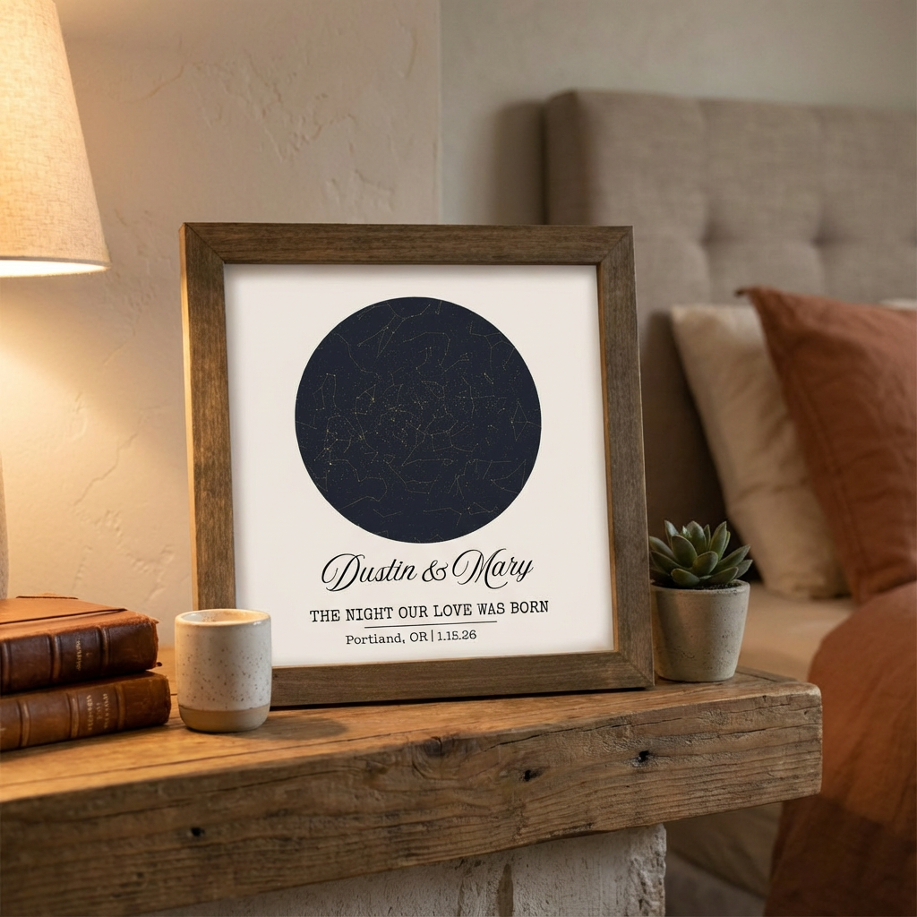 Customized Couples Star Map Framed Print