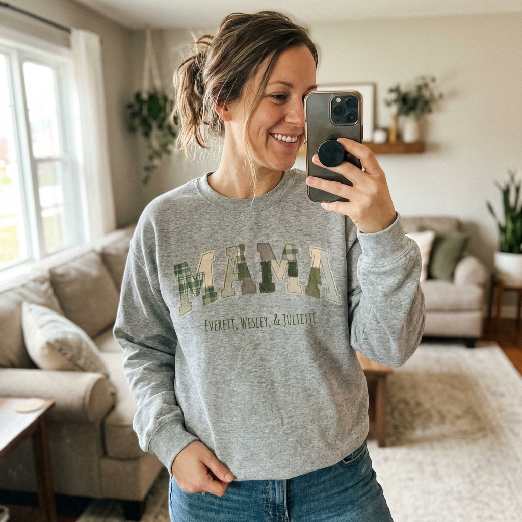 Customized Patchwork "MAMA" Crewneck
