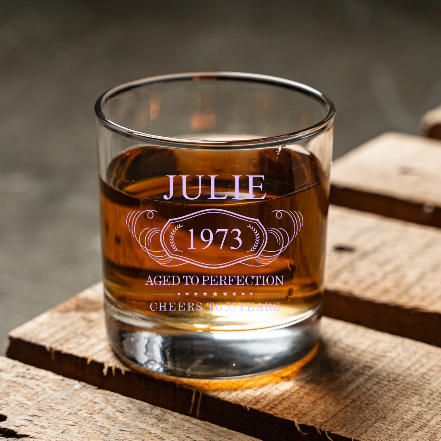 Custom Aged To Perfection Birthday Whiskey Glass
