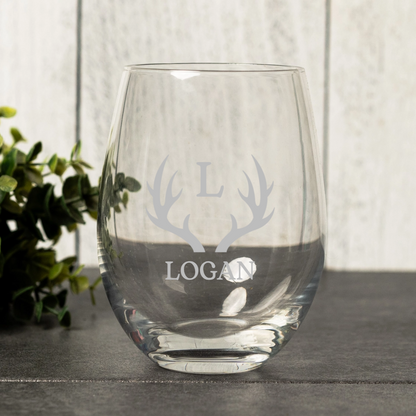Engraved Stemless Wine Glass