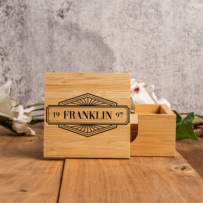 Custom Engraved Bamboo Coasters - Signature Designs