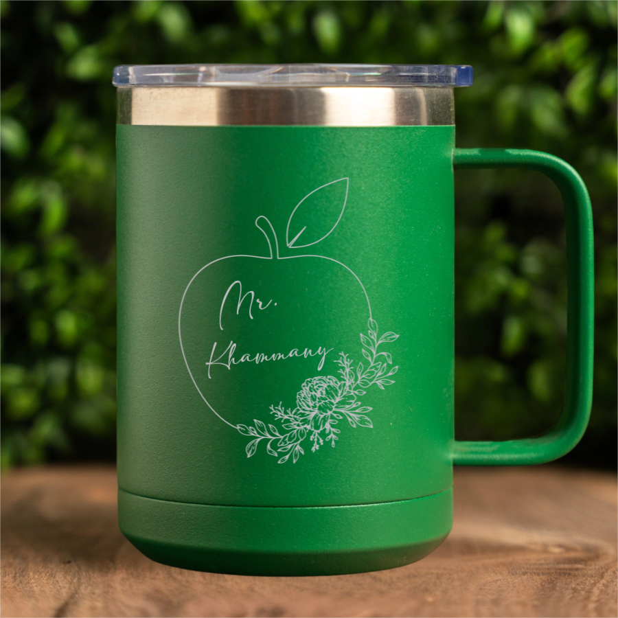 Customized 15oz Stainless Steel Apple Teacher Mugs