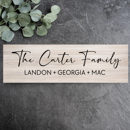 Customized Family Name + First Names Wood Plank Sign