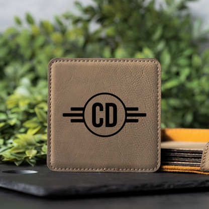 Customized Light Brown Leather Coasters