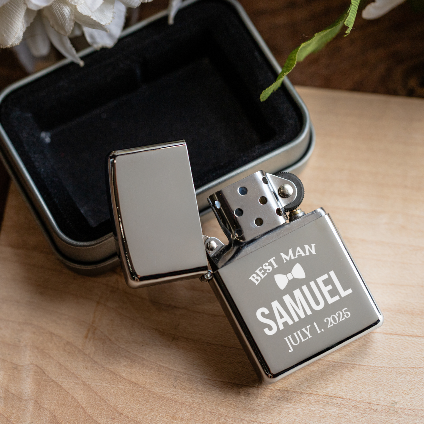 Customized Best Man Silver Lighter