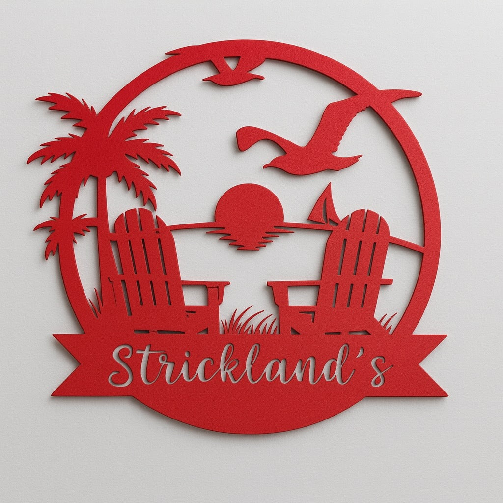 Customized Metal Sign Beach Design