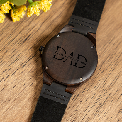 Customized Brown Wood Watch For Dad
