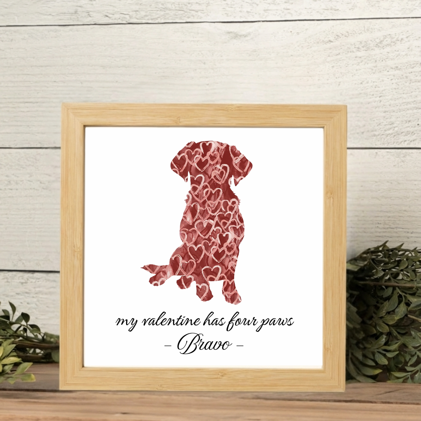 Customized "my valentine has four paws" Framed Print