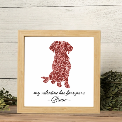 Customized "my valentine has four paws" Framed Print