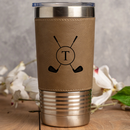 Customized Leather Wrapped Stainless Golf Tumblers