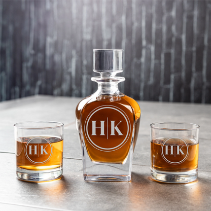 Customized Tudor Decanter Set with Whiskey Glasses - Signature Designs