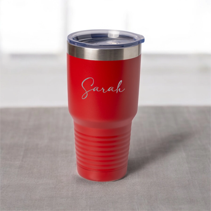 Customized 30oz Tumbler with Silver Lip - Script Font