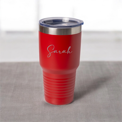 Customized 30oz Tumbler with Silver Lip - Script Font